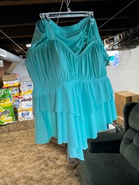 Turquoise Ruffled Swim Two Piece